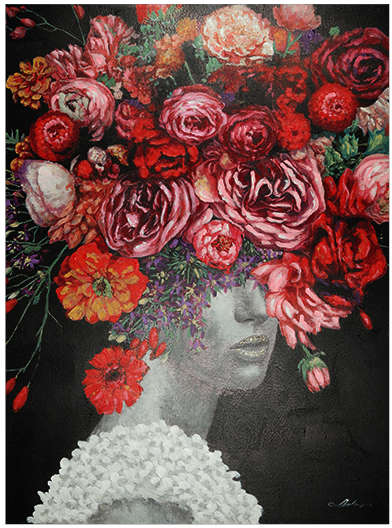 Canvas schilderij 'Rozen kapsel'