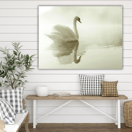 Mondiart Aluart schilderij 'Witte zwaan'