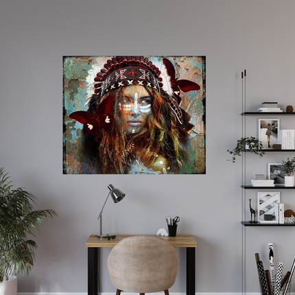 Leather dibond schilderij 'Siouxx II'