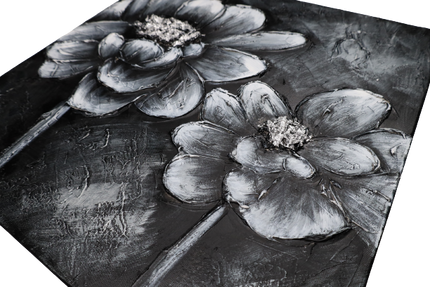 Canvas schilderij 'Two black flowers'