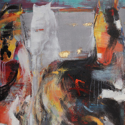 Canvas schilderij 'De kunstige paarden'