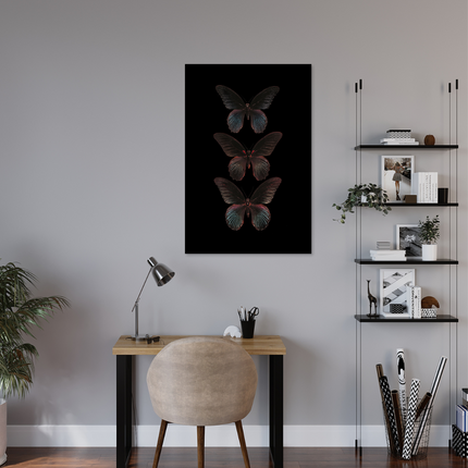 Aluart schilderij 'De Drie Zwarte Vlinders'