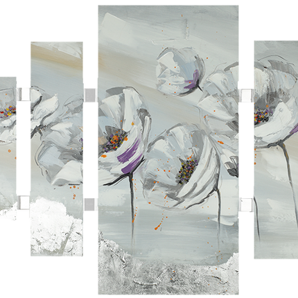 Canvas schilderij '4-luik bloemen'