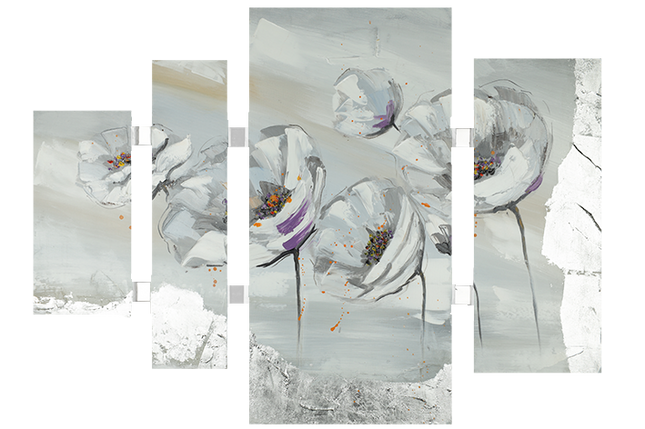 Canvas schilderij '4-luik bloemen'