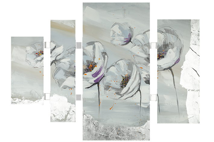 Canvas schilderij '4-luik bloemen'