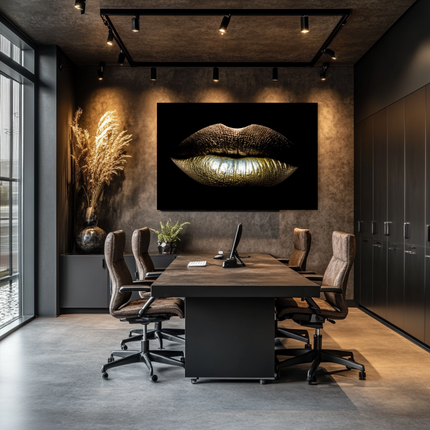 Aluart schilderij 'Golden Lips'