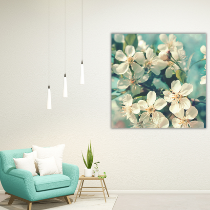 Aluart schilderij 'Witte bloesems'
