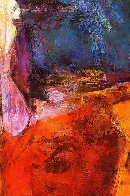 Schilderij 'Abstract rood blauw tinten'