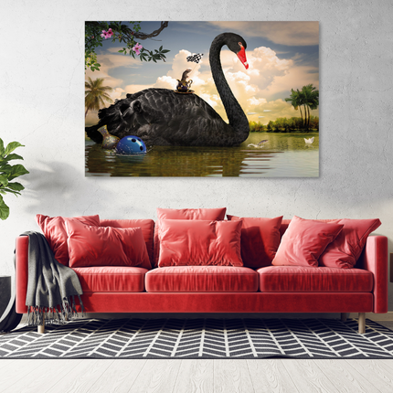 Aluart schilderij 'Zwarte Zwaan'