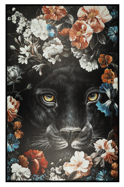 Canvas schilderij  'Zwarte panter in baklijst'