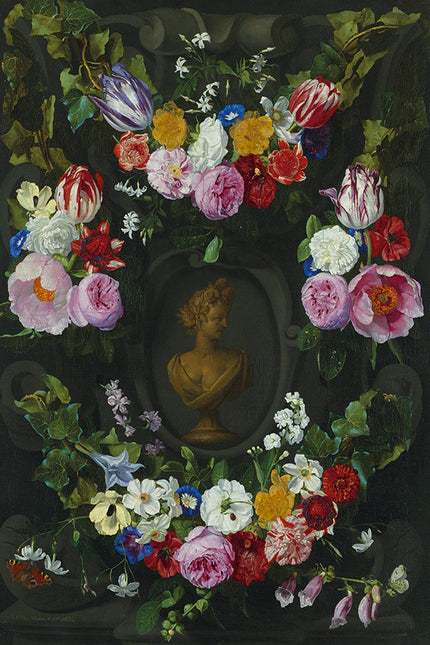 Wandkleed 'Festoen met bloemen'