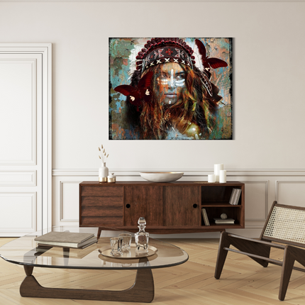 Leather dibond schilderij 'Siouxx II'