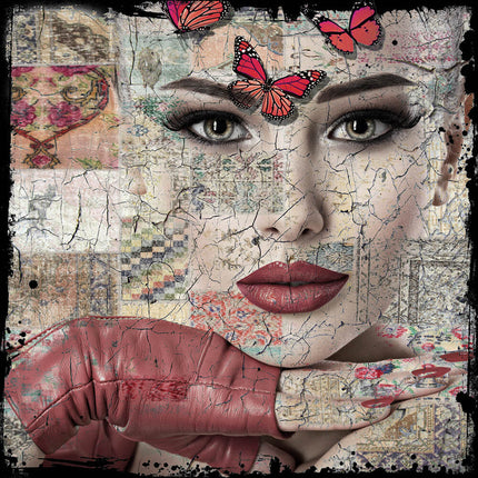 Leather Dibond schilderij 'Strong Woman'