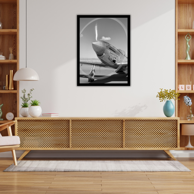 ingelijste poster 'Vliegtuig draaiende propeller'