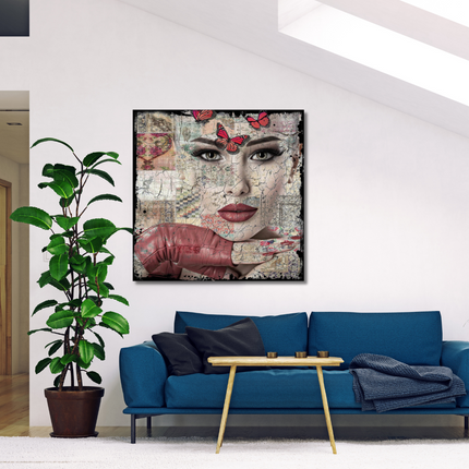 Leather Dibond schilderij 'Strong Woman'