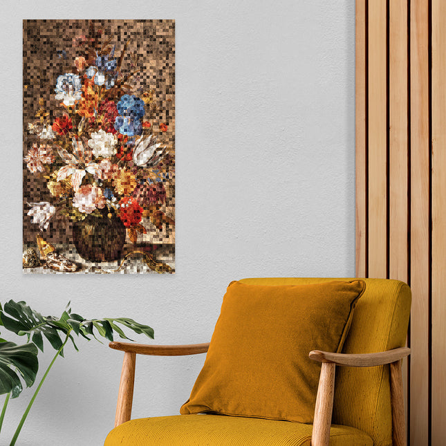 Wandkleed geblokt  'Stilleven bloemen'