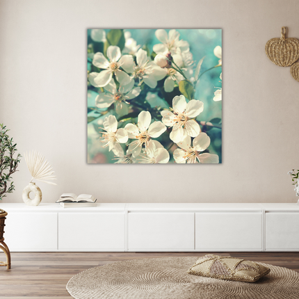 Aluart schilderij 'Witte bloesems'