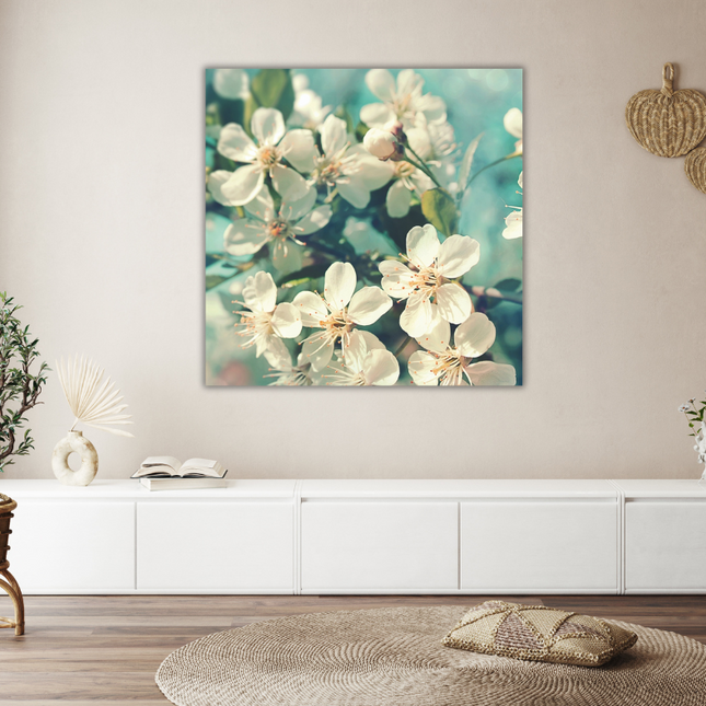 Aluart schilderij 'Witte bloesems'
