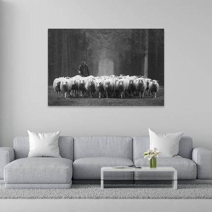 Aluart schilderij 'Kudde schapen met herder'