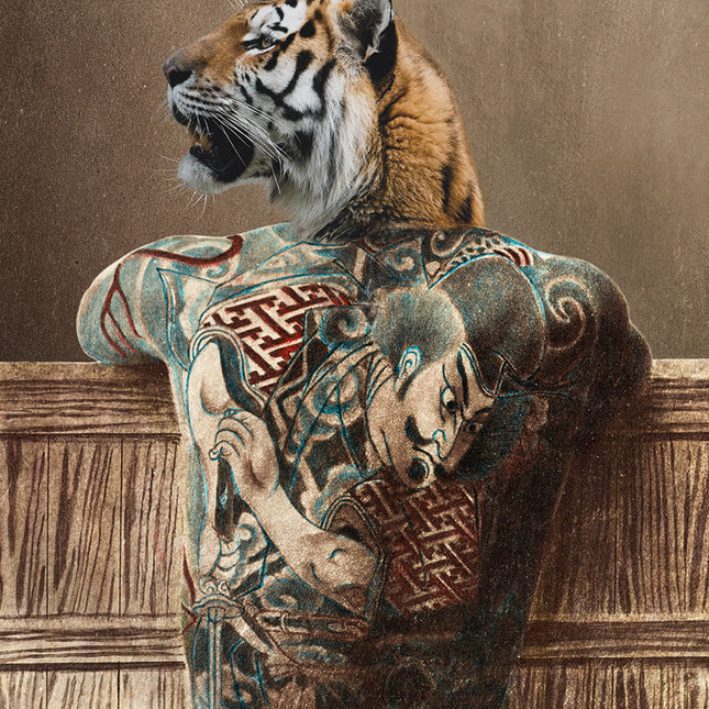 Aluart schilderij 'Tiger with tattoos'