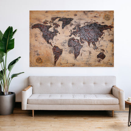 Canvas schilderij 'De wereldkaart'