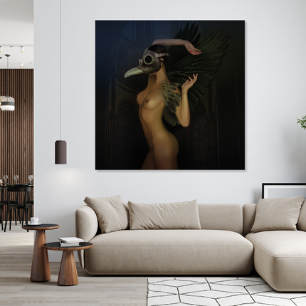 Aluart schilderij 'Vrouw met masker'