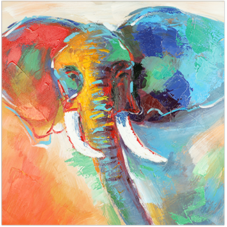 Canvas schilderij 'Meerkleurige olifant'