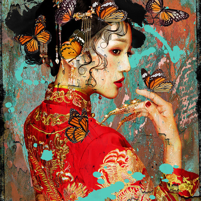 Leather dibond schilderij 'Asian Love I'