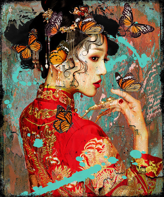 Leather dibond schilderij 'Asian Love I'