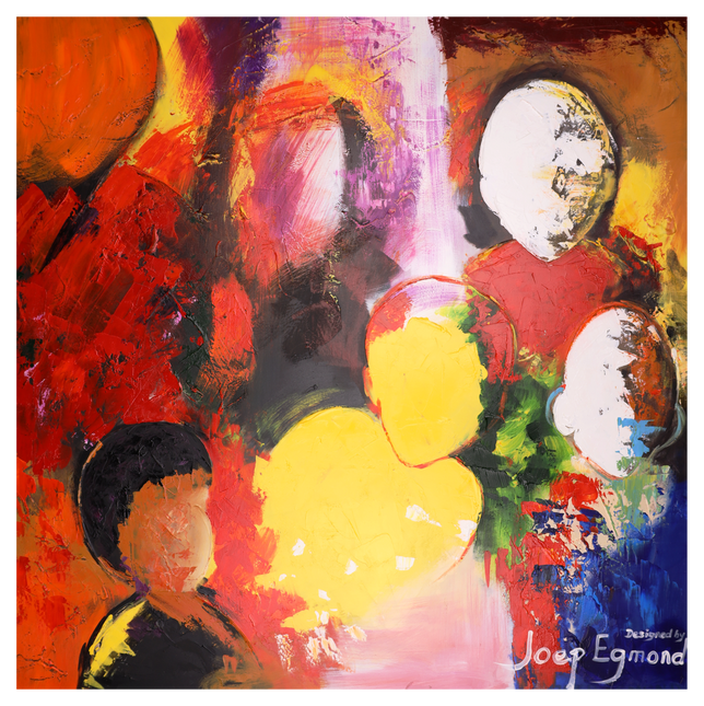 Canvas schilderij Mondiart 'Figuratief gezin'