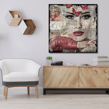 Leather Dibond schilderij 'Strong Woman'