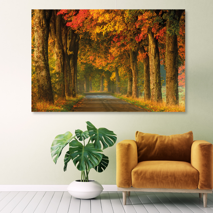 Aluart schilderij 'Landweg herfst'