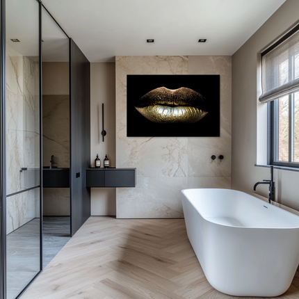 Aluart schilderij 'Golden Lips'