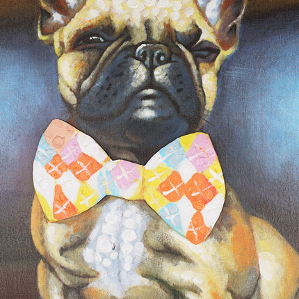 Canvas schilderij 'Hond met strik