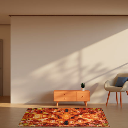 Mondiart vloerkleed 'Oranje bloemen'
