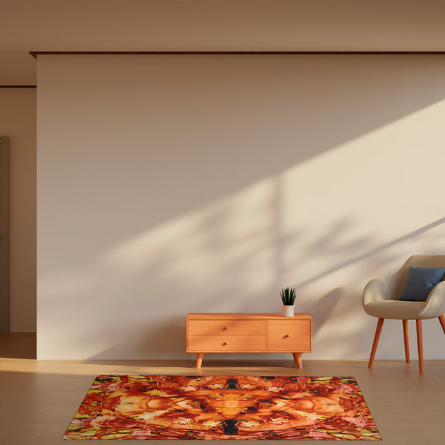 Mondiart vloerkleed 'Oranje bloemen'
