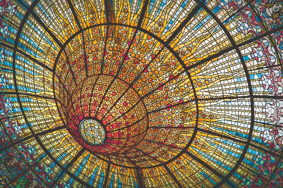 Schilderij 'Koepel muziekpaleis Barcelona'