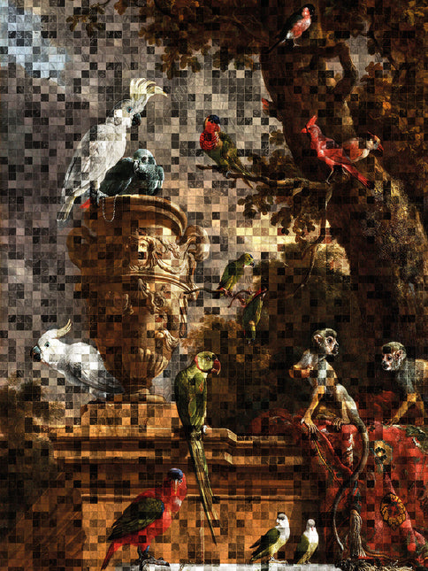 Wandkleed 'De Menagerie, d'Hondecoeter' pixels