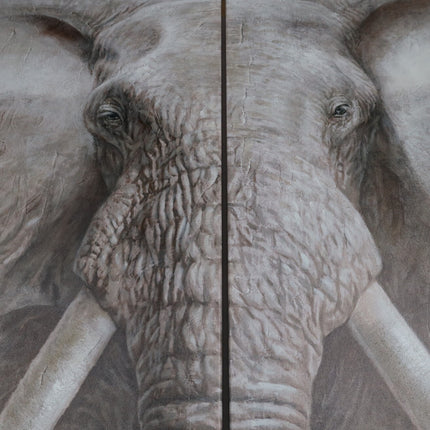 Canvas schilderij 'Tweeluik Elephant grey'