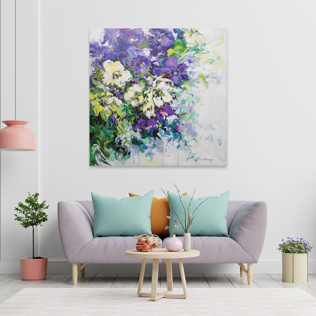 Aluart schilderij 'Paarse bloemen'