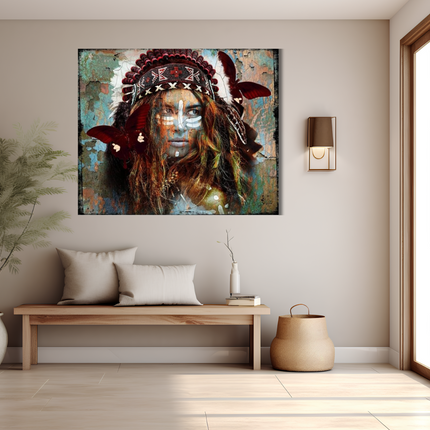 Leather dibond schilderij 'Siouxx II'