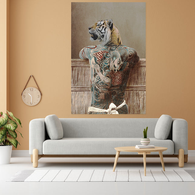 Aluart schilderij 'Tiger with tattoos'