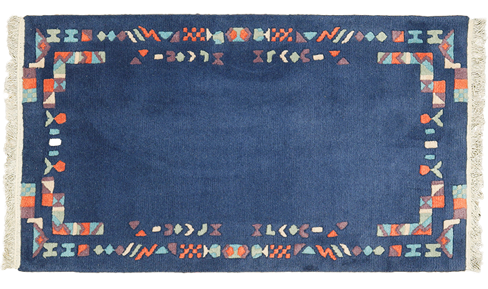 Vloerkleed 'Blauw met figuurtjes'
