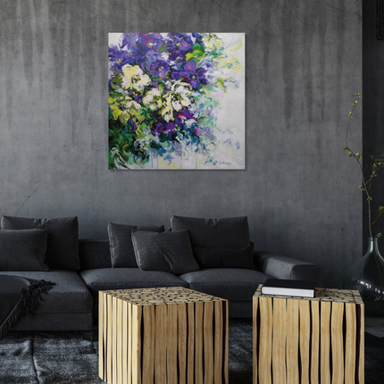 Aluart schilderij 'Paarse bloemen'