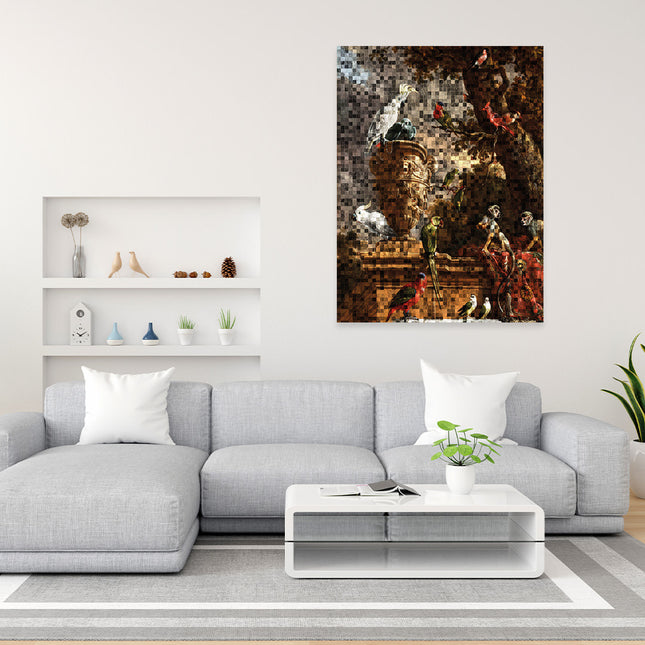 Wandkleed 'De Menagerie, d'Hondecoeter' pixels