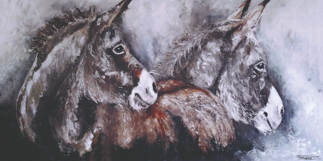 Aluart Schilderij 'Pieternel Ezels op het landleven'
