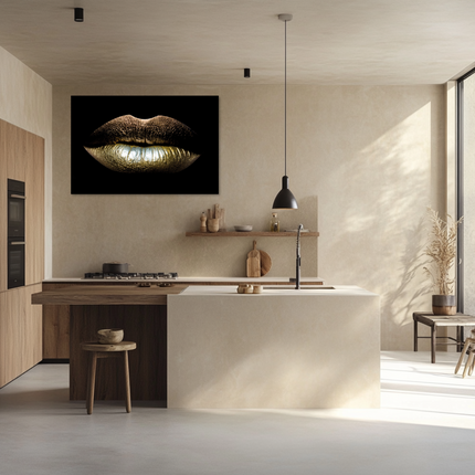 Aluart schilderij 'Golden Lips'