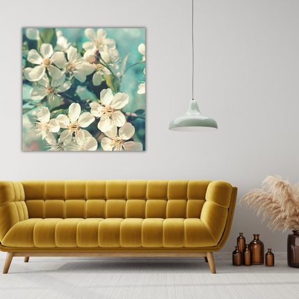 Aluart schilderij 'Witte bloesems'