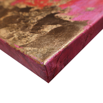 Canvas schilderij Mondiart 'Abstract rood met gouden details'