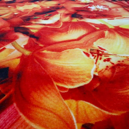 Mondiart vloerkleed 'Oranje bloemen'